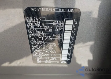 2022 Infiniti Qx50 Luxe from USA, damaged, VIN 3PCAJ5BA6NF112136